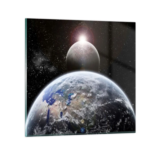 Billede på glas - Kosmisk landskab - solopgang - 30x30 cm