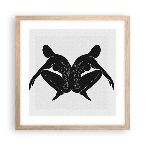Plakat i ramme af lyst egetræ - En delt sjæl - 40x40 cm