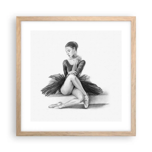 Plakat i ramme af lyst egetræ - Fortryllet af dans - 40x40 cm