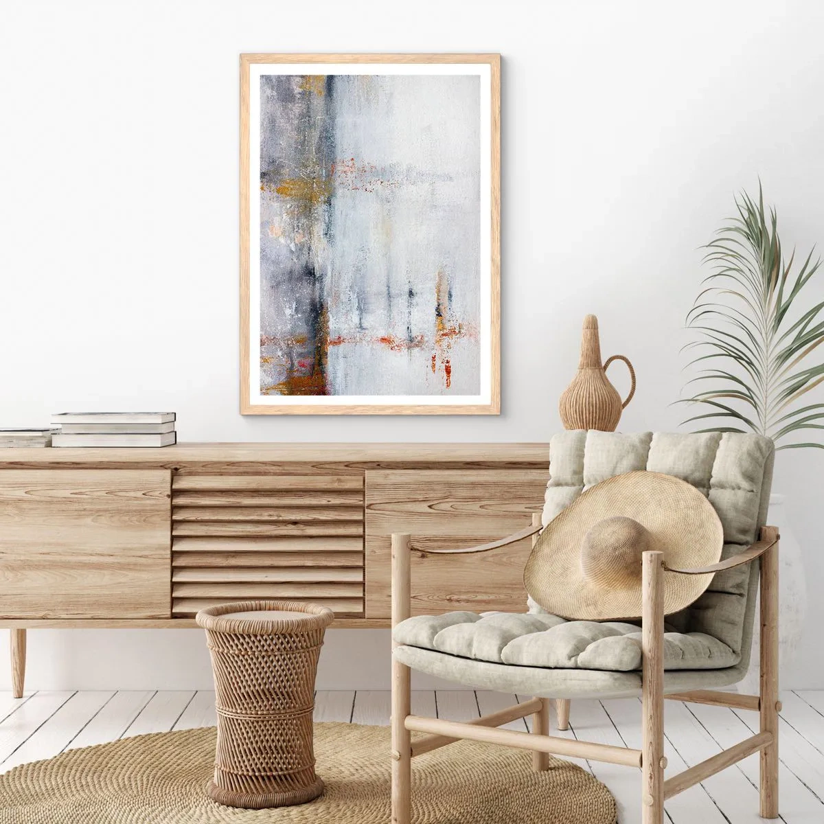 Plakat i ramme af lyst egetræ - Bag lufttæppet - 70x100 cm