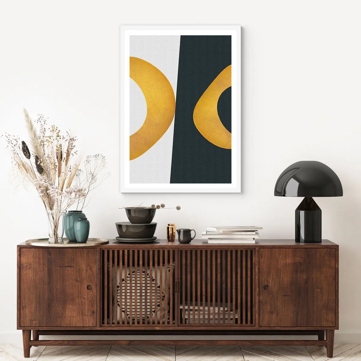 Plakat i hvid ramme - Først: guld - 30x40 cm