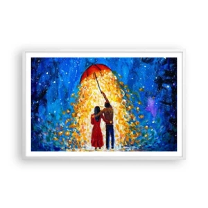 Plakat i hvid ramme - Magien ved en regnfuld aften? - 91x61 cm