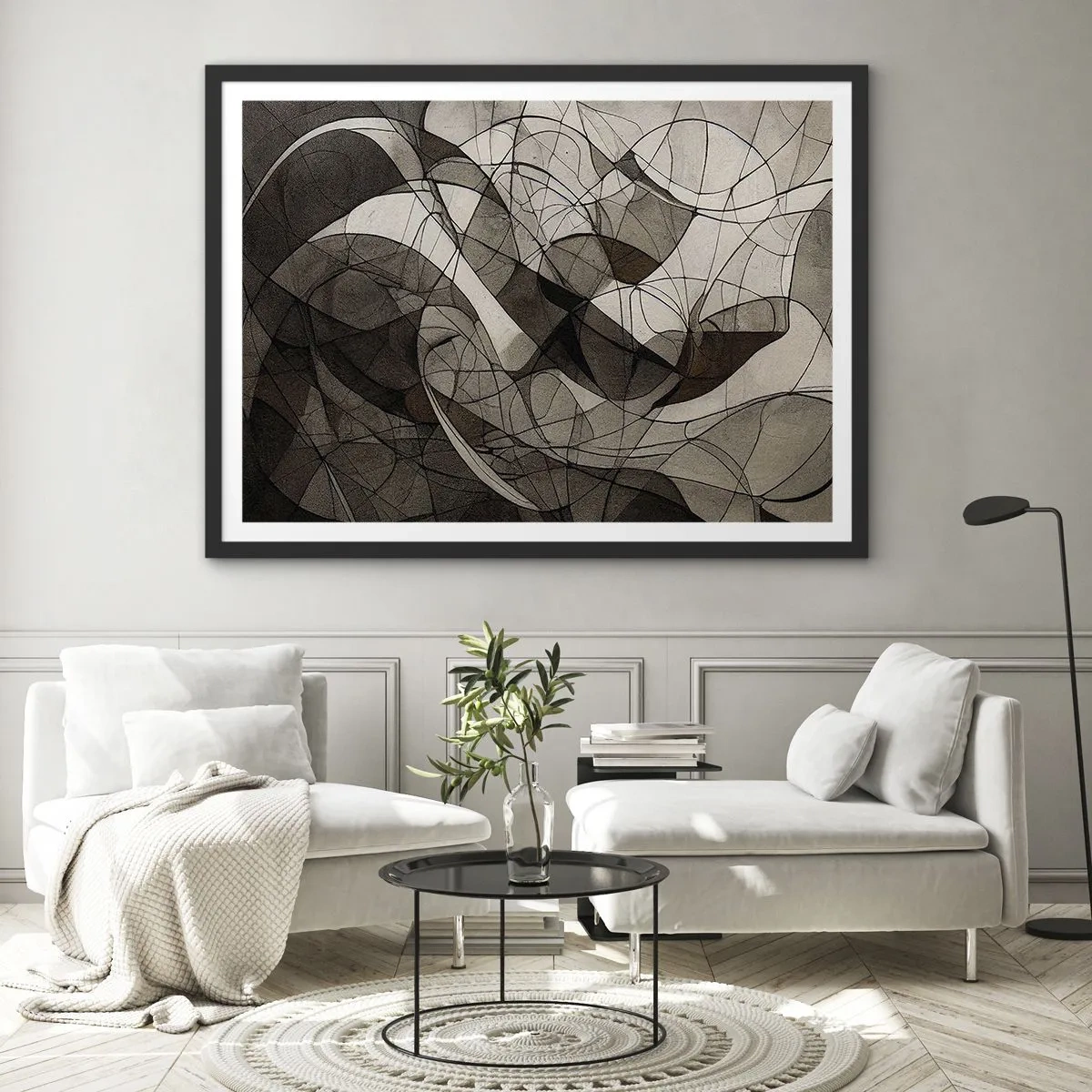 Plakat i sort ramme - Cirkulation af jordens farver - 91x61 cm