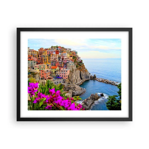 Plakat i sort ramme - En grinende by - 50x40 cm