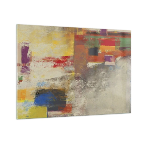 Billede på glas - Geometri af farver - 100x70 cm