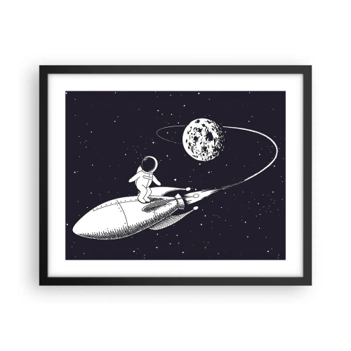 Plakat i sort ramme - Space surfer - 50x40 cm