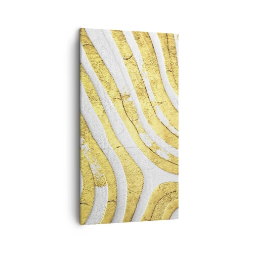 Lærredstryk - Billede på lærred - Sammensætning i hvidt og guld - 45x80 cm