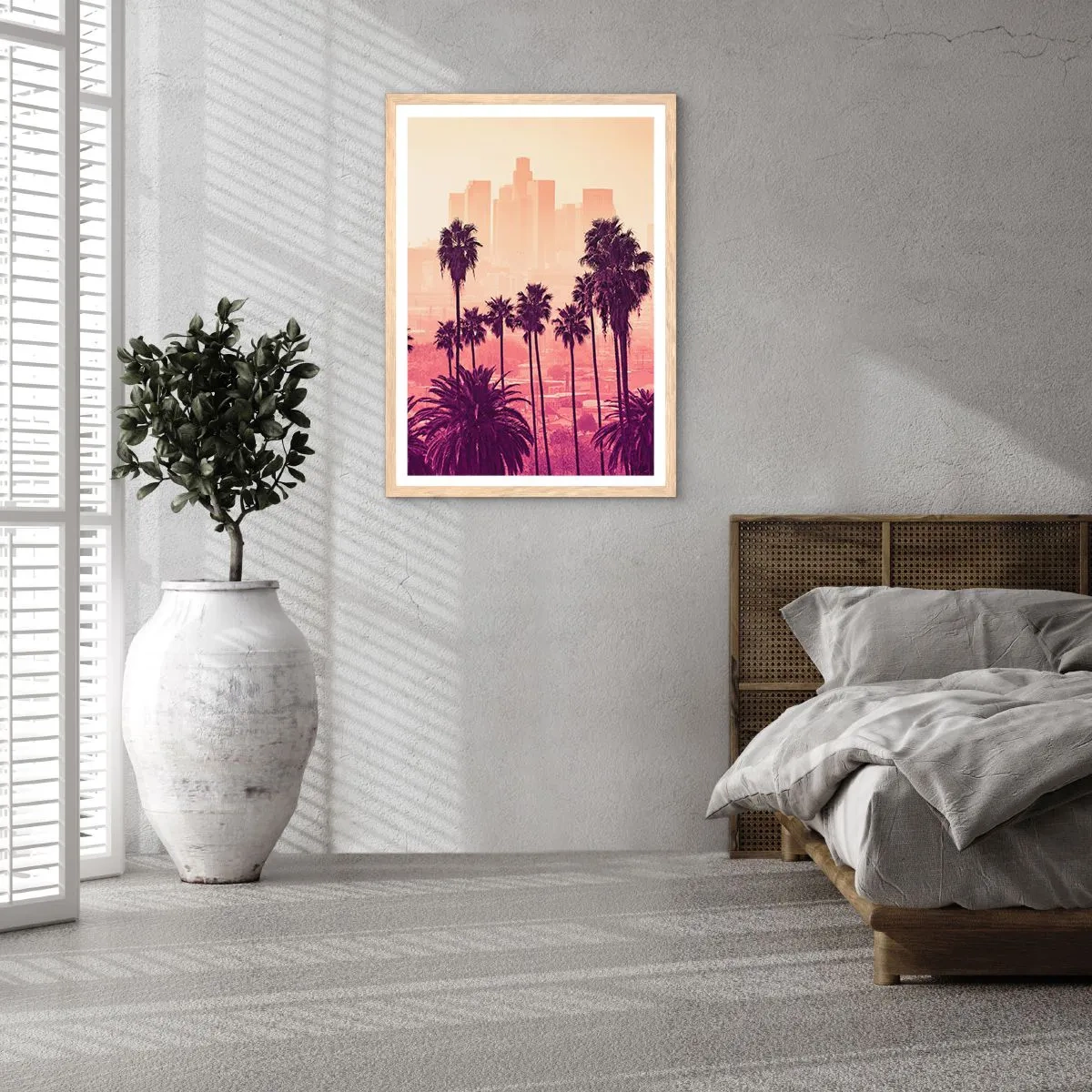 Plakat i ramme af lyst egetræ - Landskab i Californien - 30x40 cm