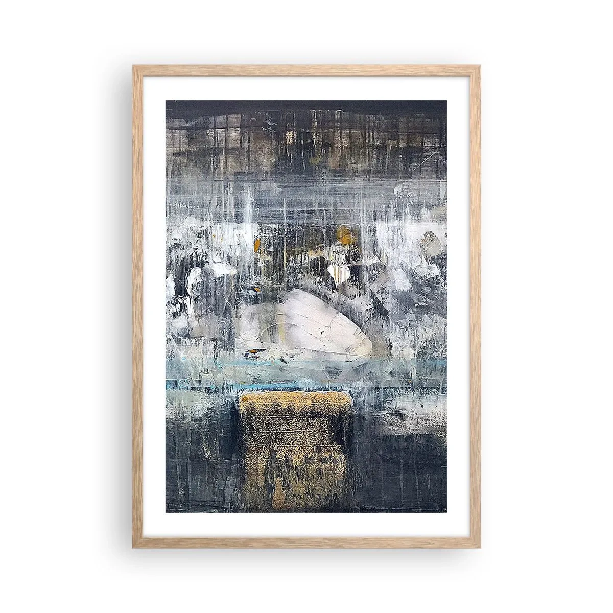 Plakat i ramme af lyst egetræ - Som på is, som på fortovet - 50x70 cm