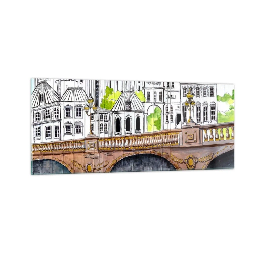 Billede på glas - Byen som den er malet - 100x40 cm