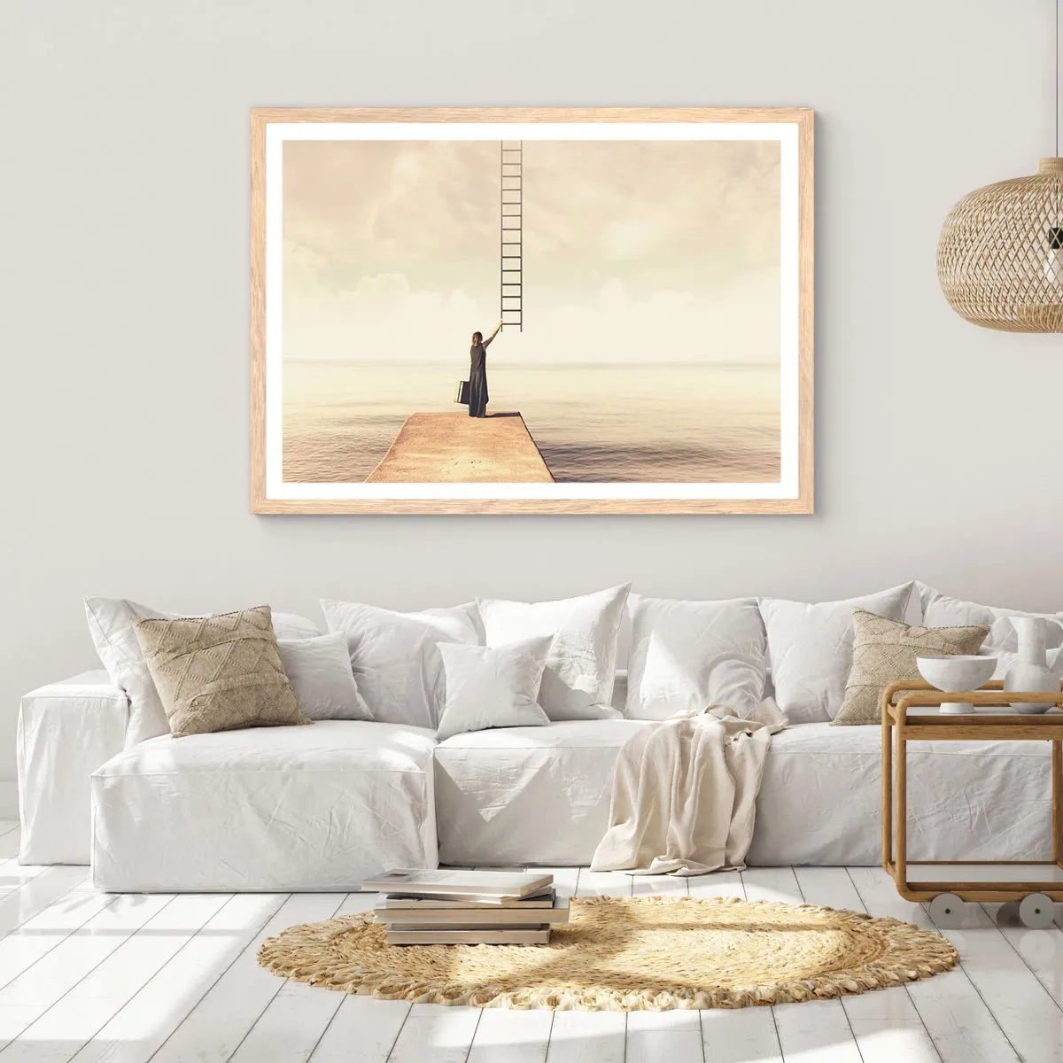 Plakat i ramme af lyst egetræ - En magisk rejse - 40x30 cm