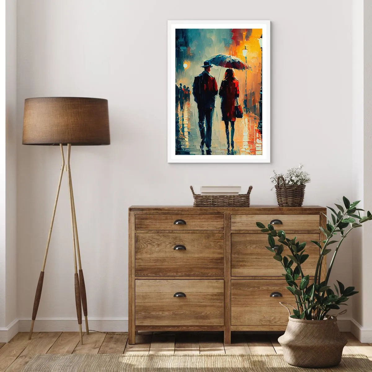 Plakat i hvid ramme - Urban kærlighedshistorie - 50x70 cm
