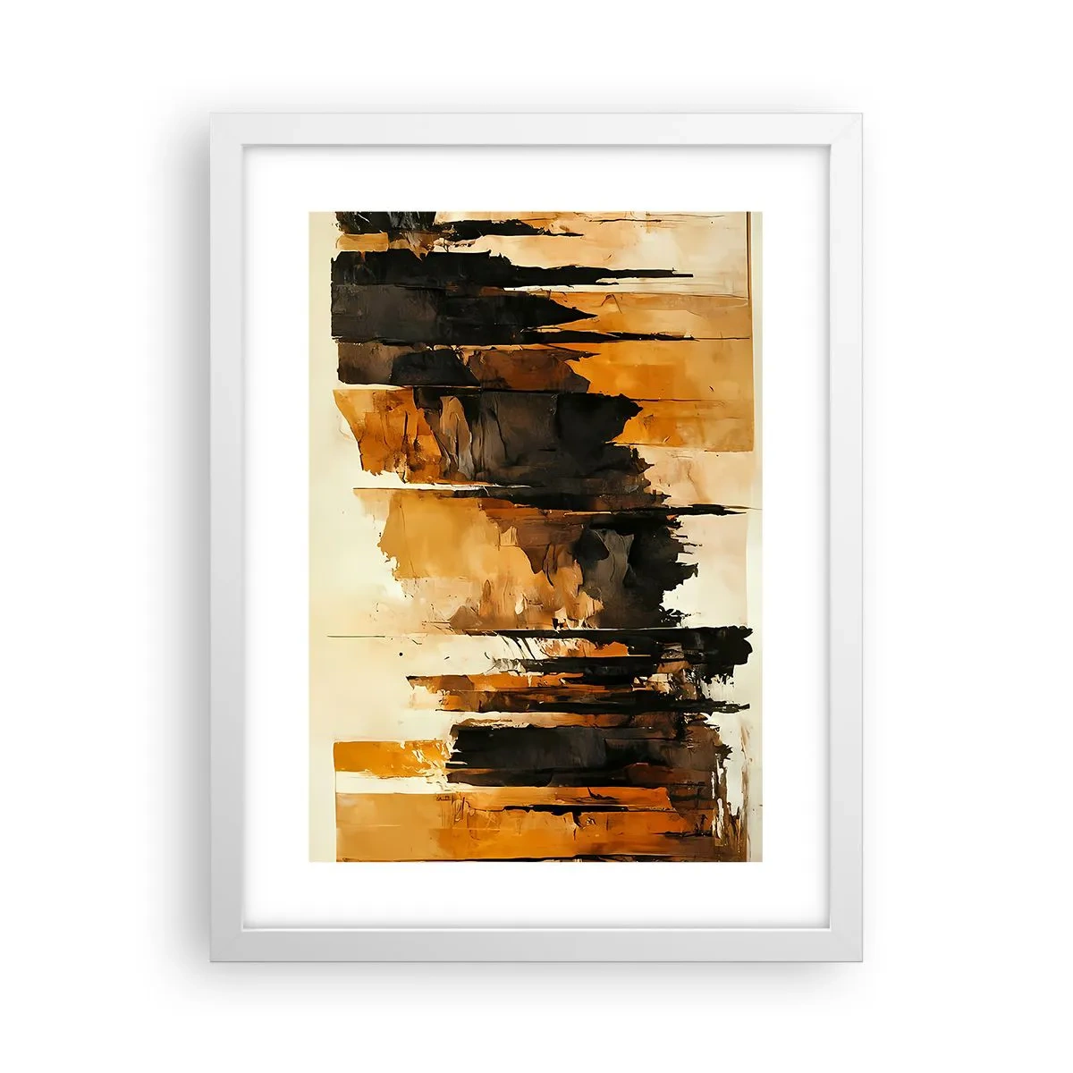 Plakat i hvid ramme - Harmoni af sort og guld - 30x40 cm