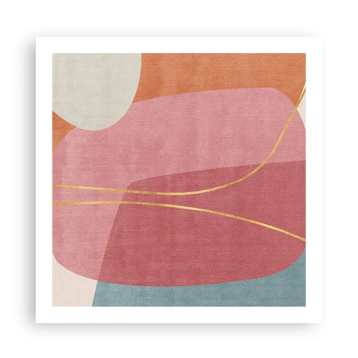 Plakat - Pastelkomposition med guldtråd - 60x60 cm