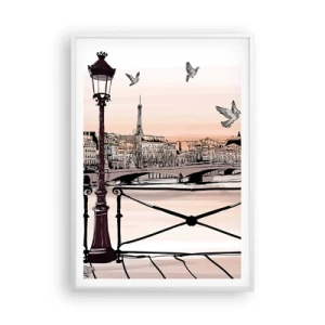 Plakat i hvid ramme - Over Paris' hustage - 70x100 cm