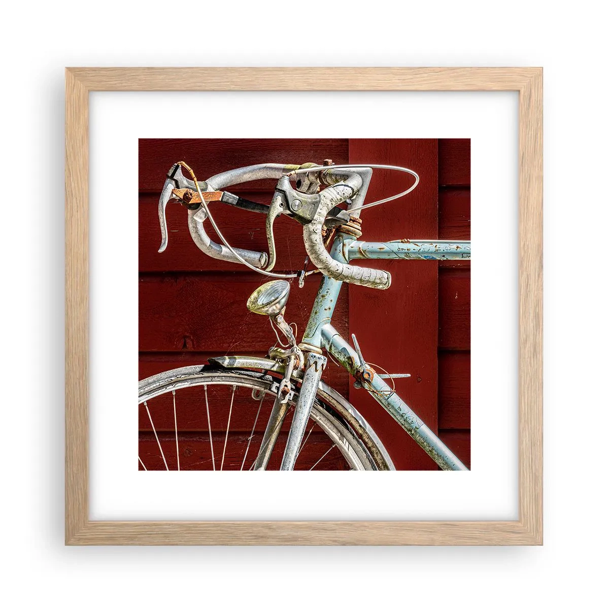 Plakat i ramme af lyst egetræ - Skabt til at sejre - 30x30 cm