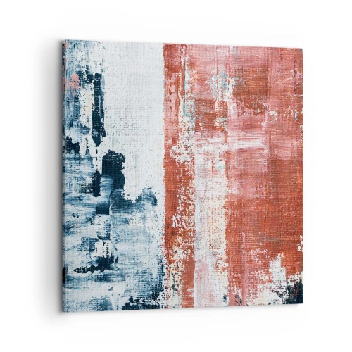 Lærredstryk - Billede på lærred - Abstrakt halvt og halvt - 50x50 cm