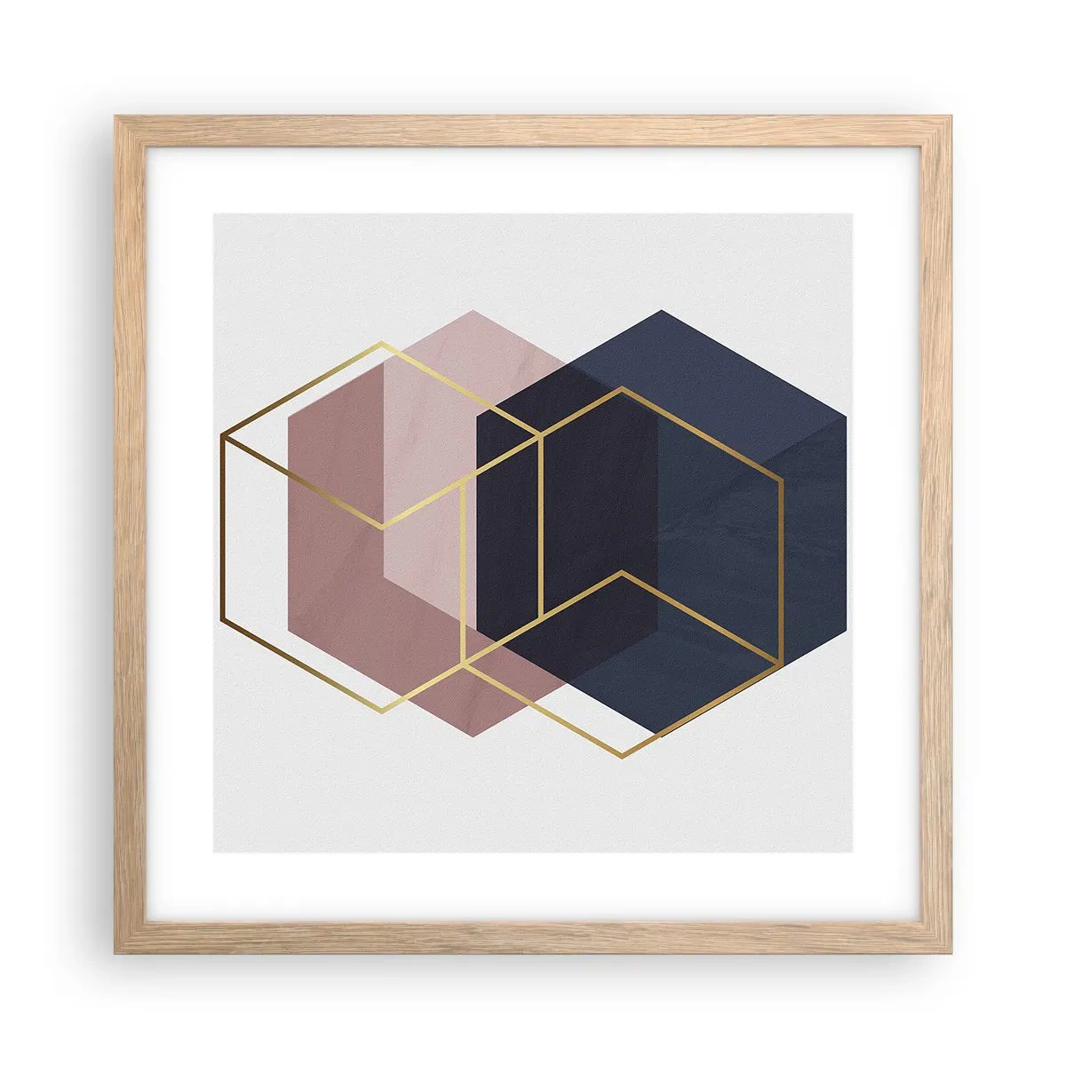 Plakat i ramme af lyst egetræ - Styrken ved enkelhed - 40x40 cm