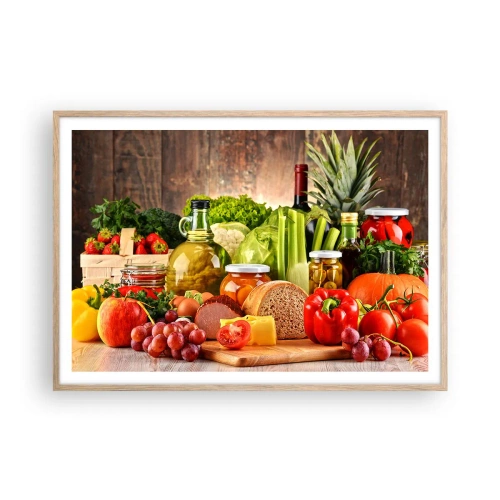 Plakat i ramme af lyst egetræ - Røget, ristet, marineret - 100x70 cm