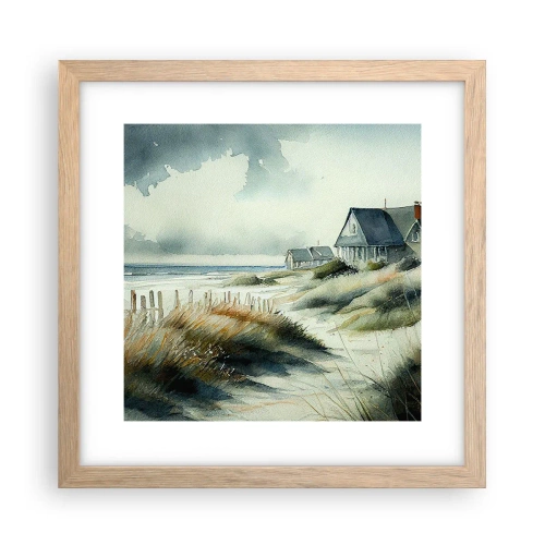 Plakat i ramme af lyst egetræ - Væk fra trængsel og travlhed - 30x30 cm