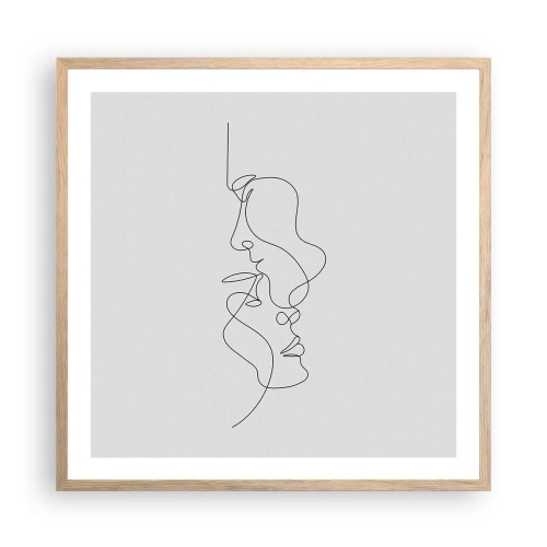 Plakat i ramme af lyst egetræ - Gløderne af glubende begær - 60x60 cm