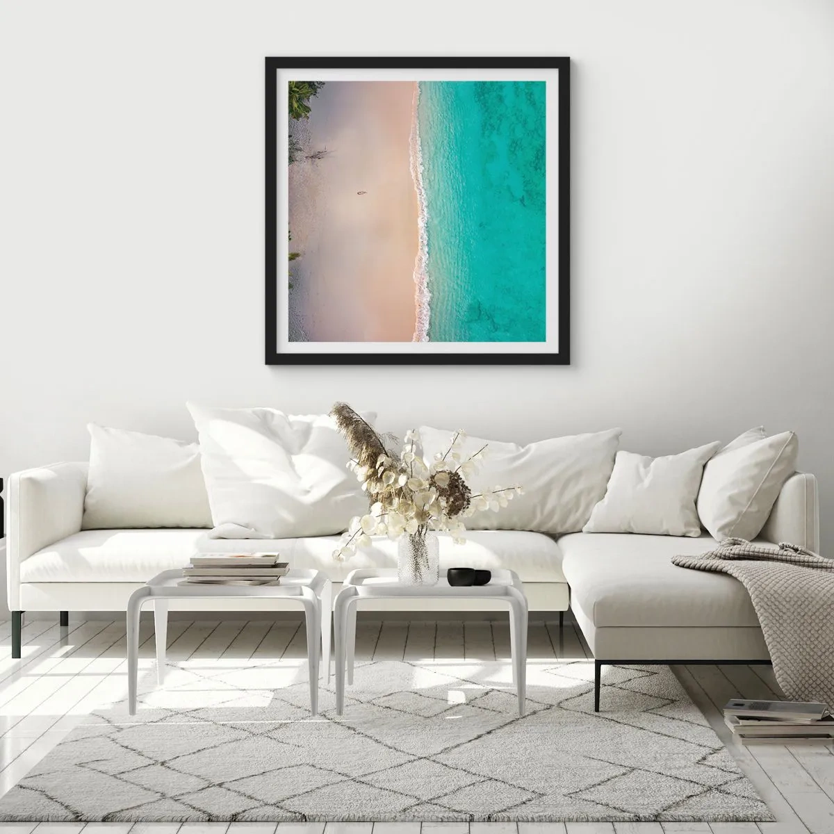 Plakat i sort ramme - Paradis strand - 40x40 cm