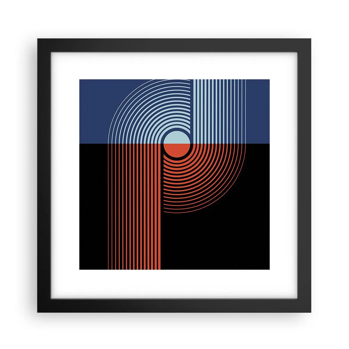 Plakat i sort ramme - I en geometrisk omfavnelse - 30x30 cm