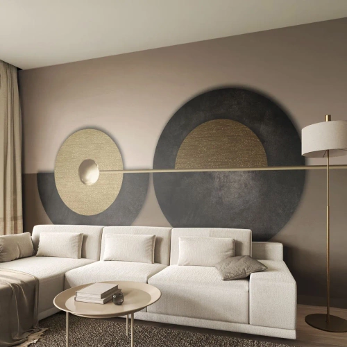 Fototapet Premium Sand - Variationer omkring en cirkel - Hjul, Abstraktion, Art Deco - 300x210 cm