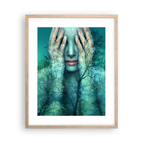 Plakat i ramme af lyst egetræ - Nedsænket i blåt - 40x50 cm