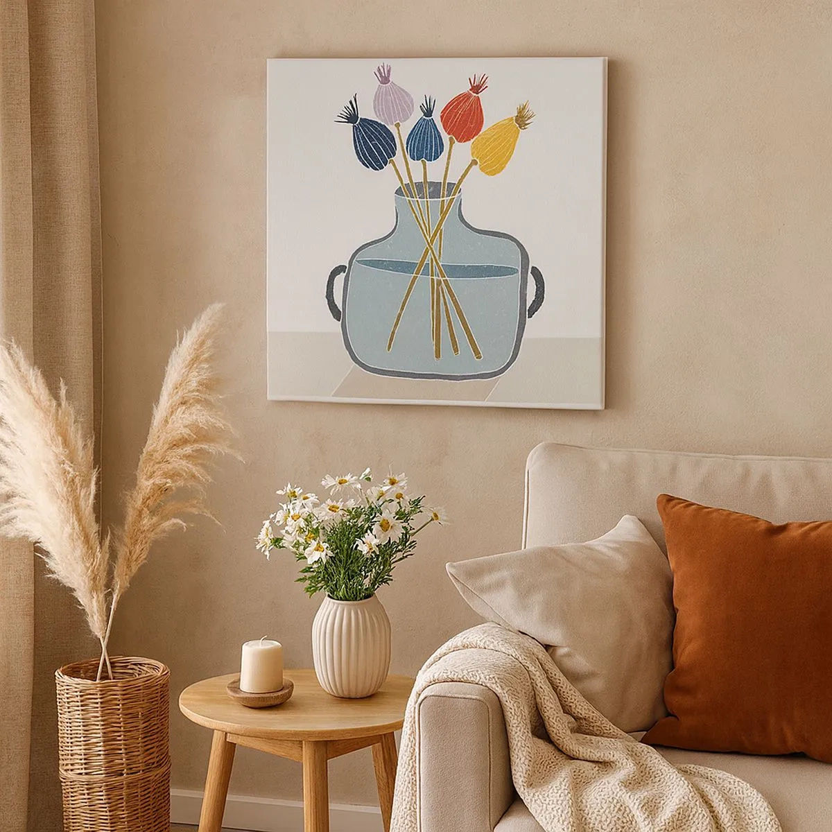 Lærredstryk - Billede på lærred - Som et valmuefrø - 30x30 cm