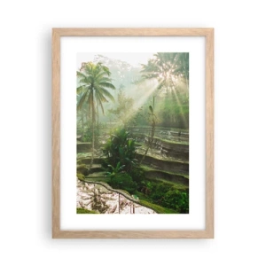 Plakat i ramme af lyst egetræ - Voksende op i solen - 30x40 cm