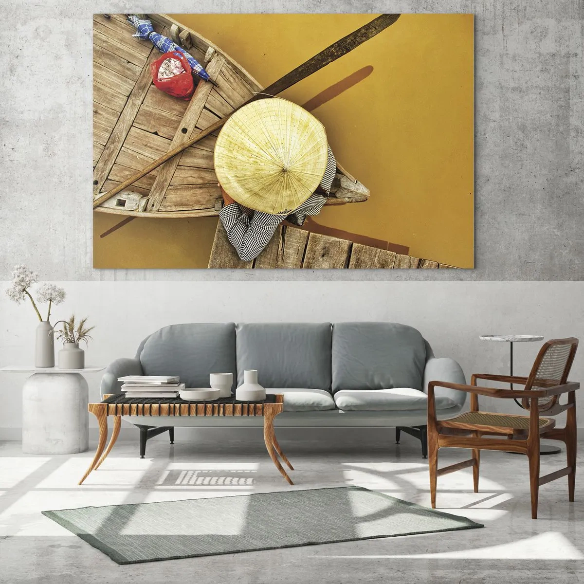 Billede på glas - Livet på den gule flod - 70x50 cm
