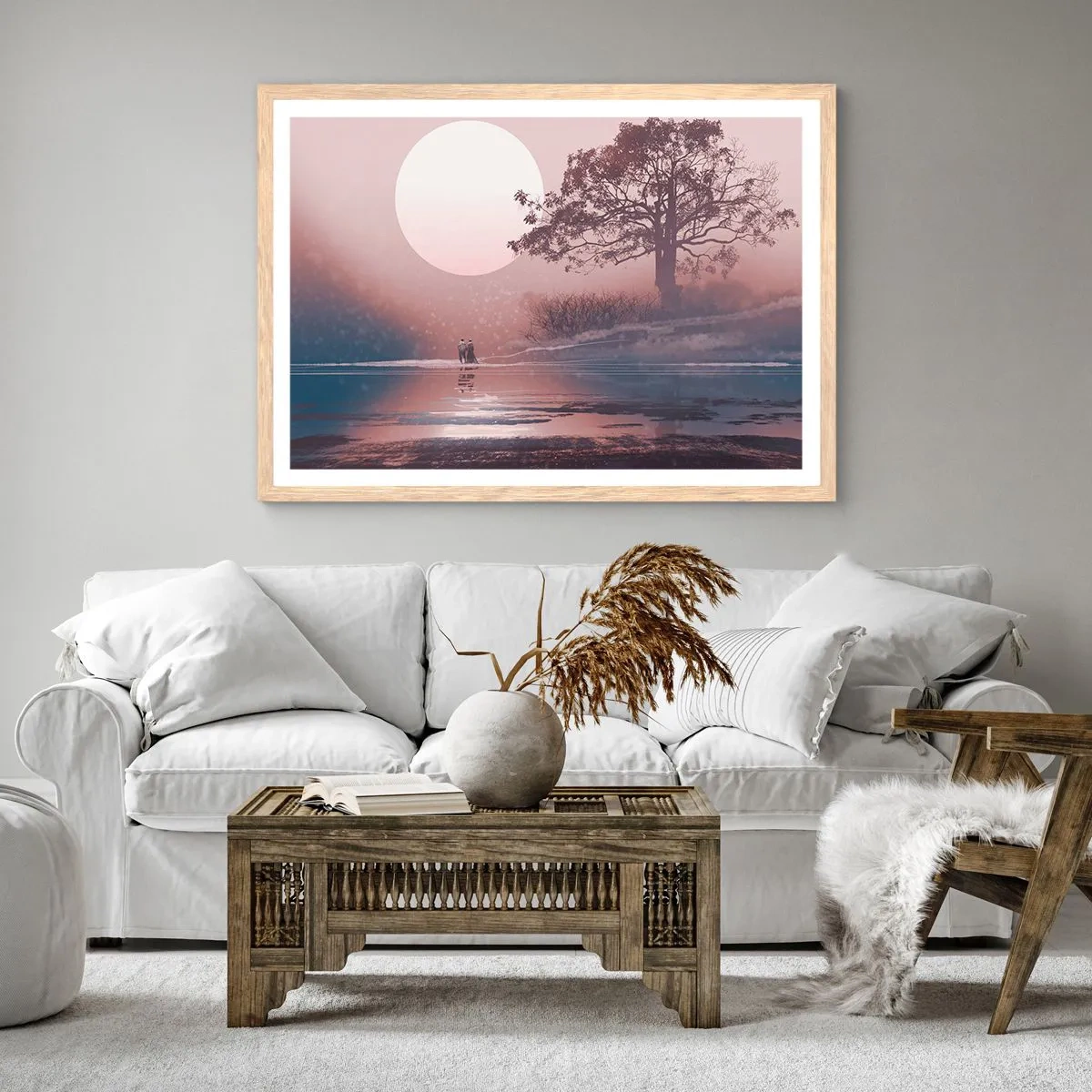 Plakat i ramme af lyst egetræ - Natlige mærkværdigheder - 40x30 cm