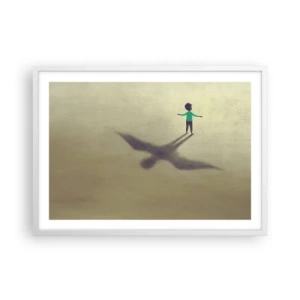 Plakat i hvid ramme - Fremtidens helt - 70x50 cm