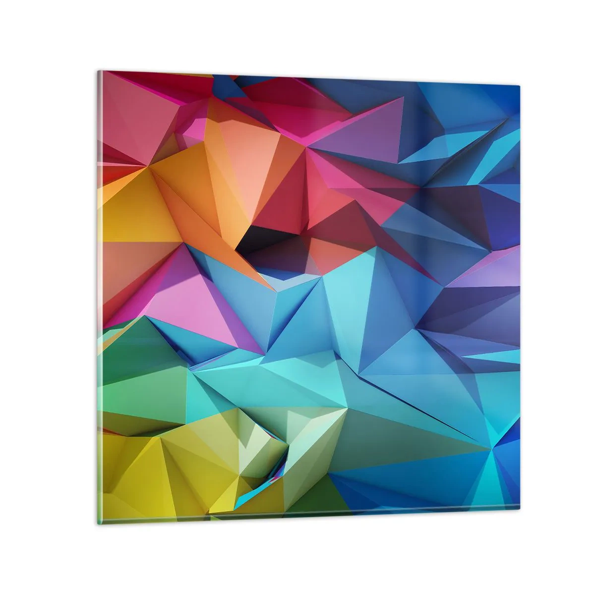 Billede på glas - Regnbue origami - 30x30 cm