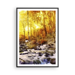 Plakat i sort ramme - Sten indfattet i guld og platin - 70x100 cm