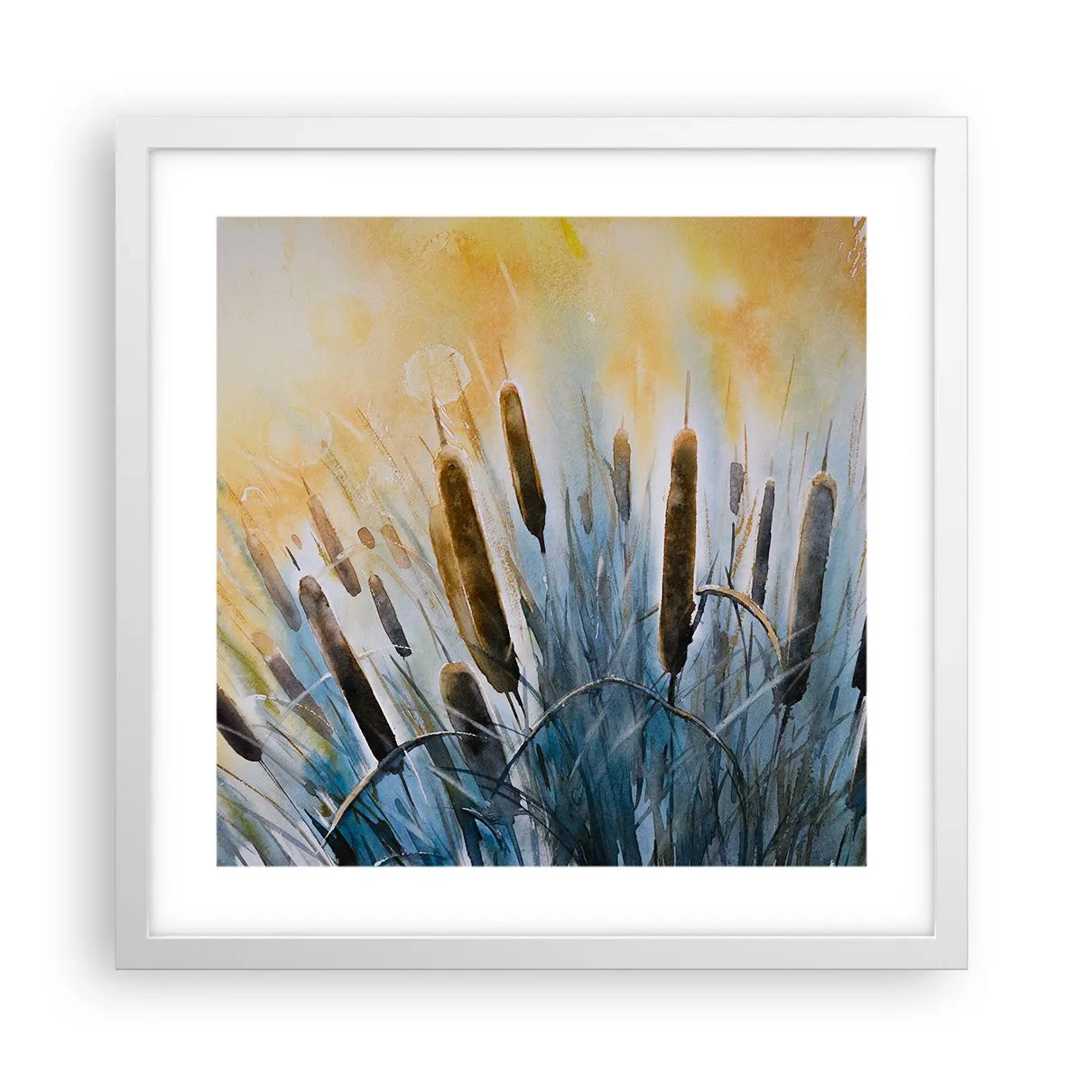 Plakat i hvid ramme - Vandets kulde, solens varme - 40x40 cm