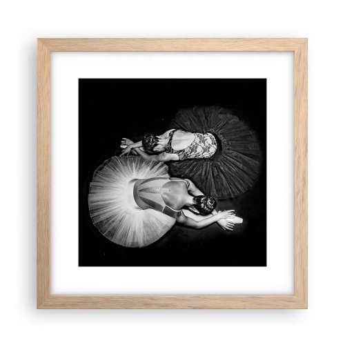 Plakat i ramme af lyst egetræ - Yin og yang - den perfekte balance - 30x30 cm