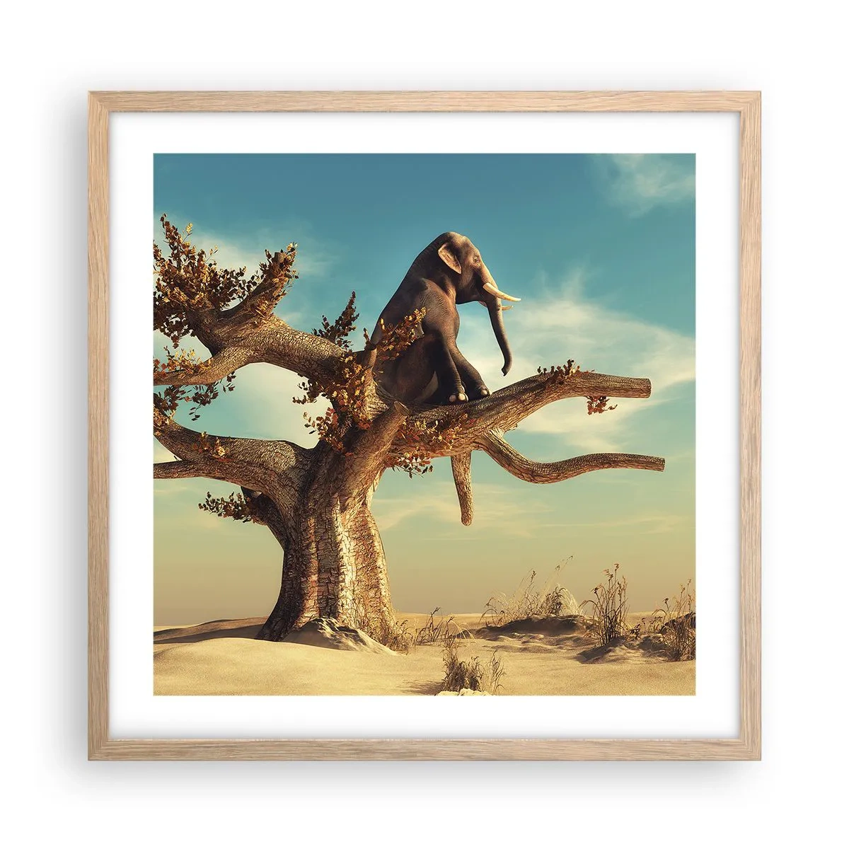 Plakat i ramme af lyst egetræ - Et nyt synspunkt - 50x50 cm