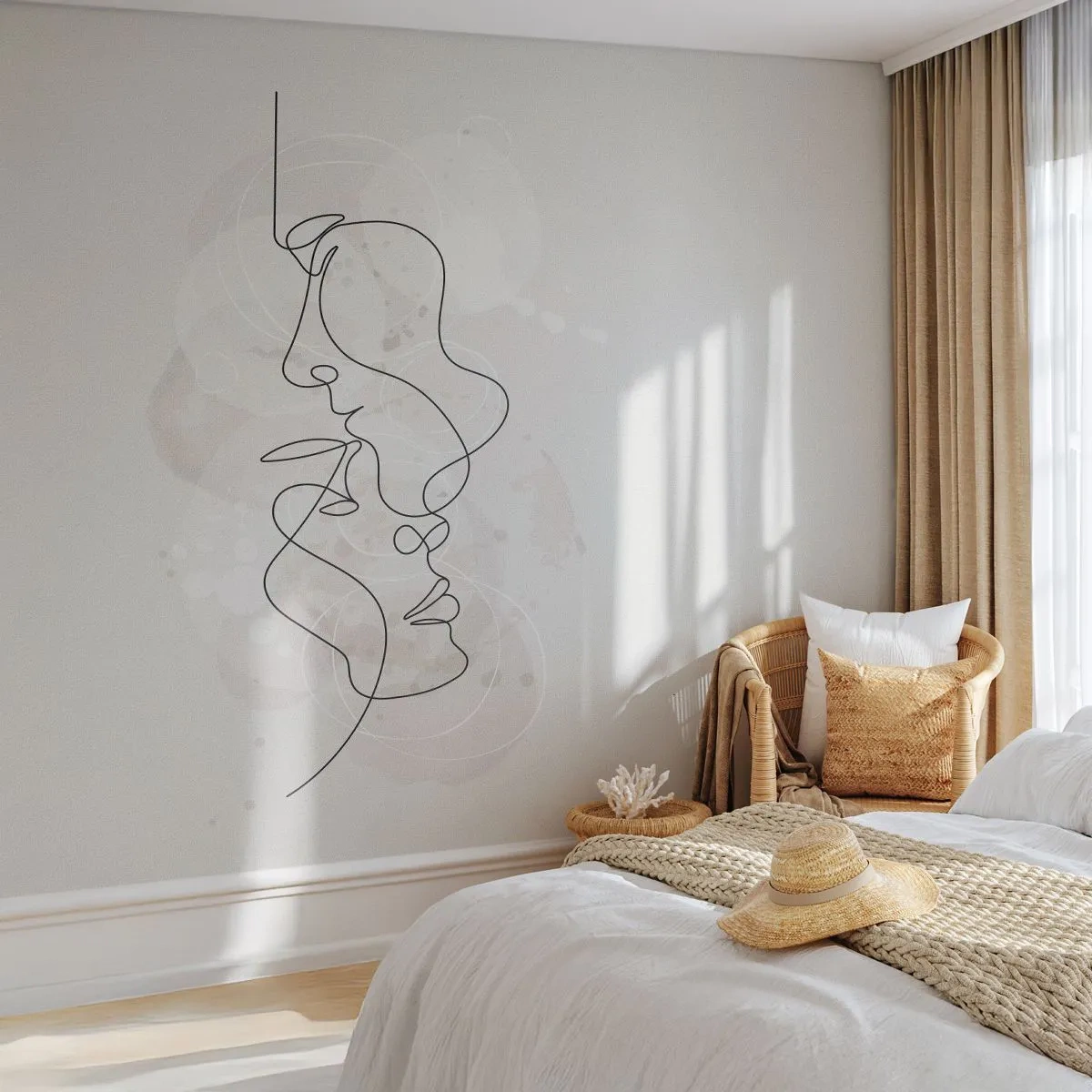 Fototapet Premium Canvas - Omfavnet i en omfavnelse - Abstraktion, Mand, Kvinde - 250x175 cm
