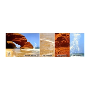 Prøve Fototapet Selvklæbende Deluxe Sticker - Vand og vind i tusindvis af år - Landskab, Marokko, Ocean - 100x30 cm