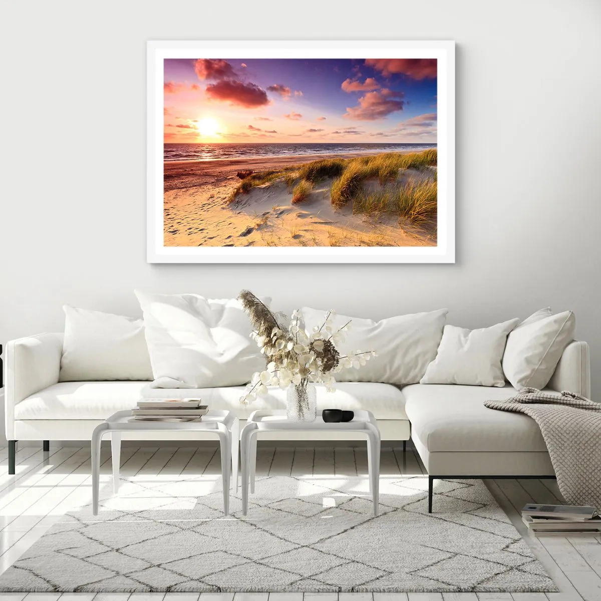 Plakat i hvid ramme - Luften dufter allerede af sommer - 91x61 cm