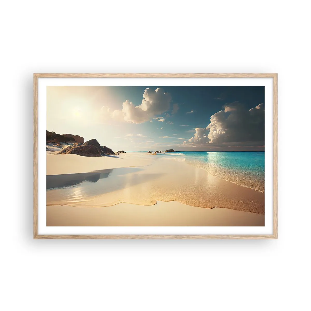 Plakat i ramme af lyst egetræ - En drømmeagtig dag - 91x61 cm