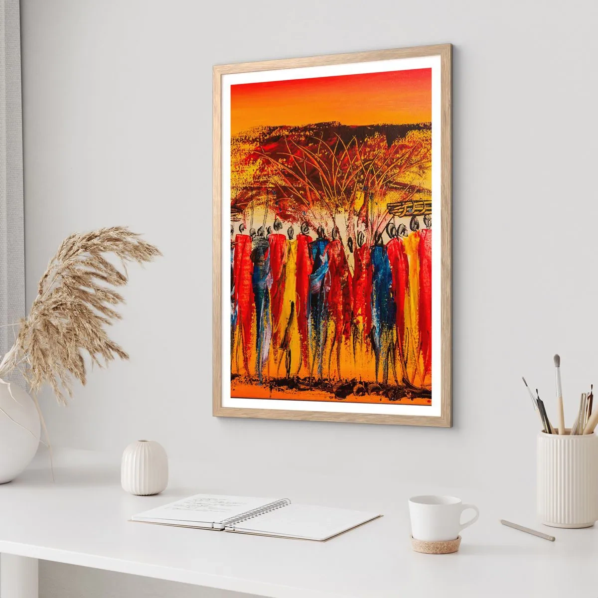 Plakat i ramme af lyst egetræ - Der, der, der, der går de - 61x91 cm