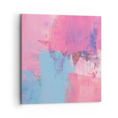 Lærredstryk - Billede på lærred - Lyserød, blå og en knivspids lys - 70x70 cm