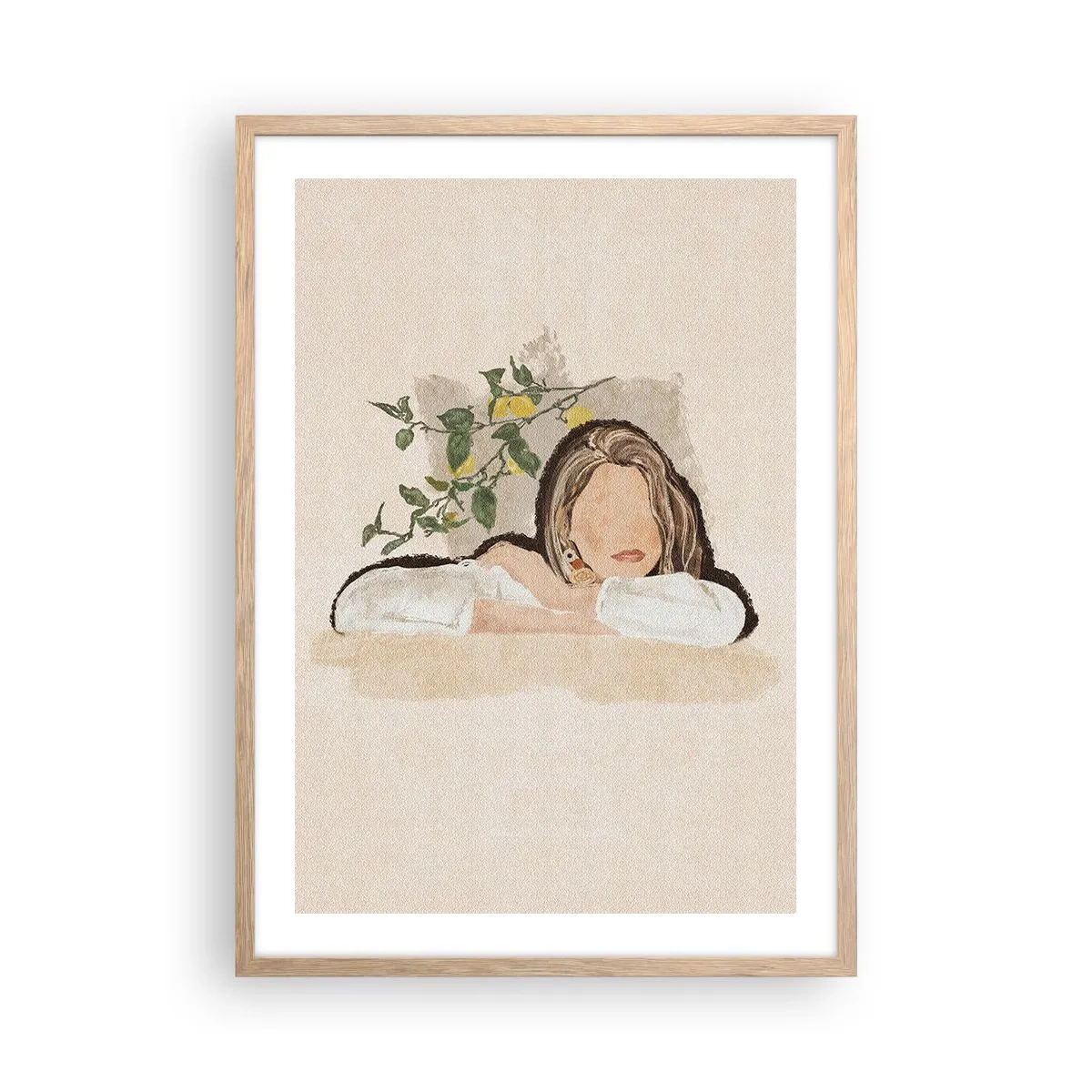 Plakat i ramme af lyst egetræ - Sydstaternes skønhed - 50x70 cm