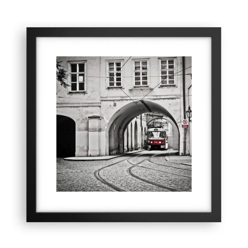 Plakat i sort ramme - Gennem byens labyrint - 30x30 cm