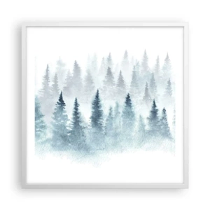 Plakat i hvid ramme - Indhyllet i tåge - 60x60 cm