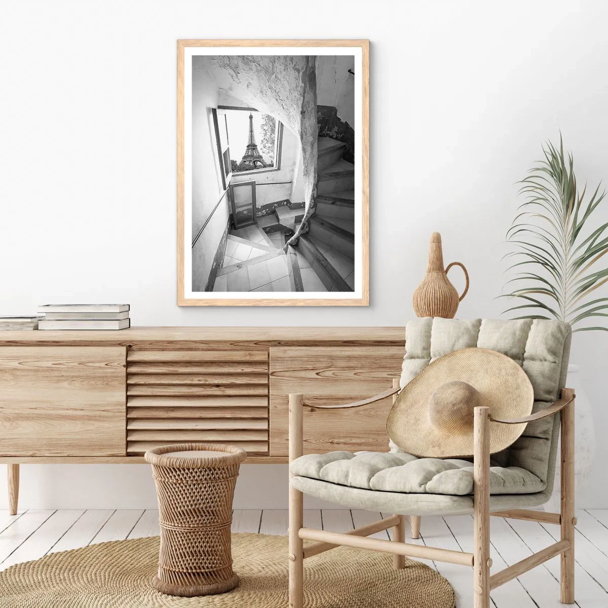 Plakat i ramme af lyst egetræ - Sikke en udsigt! - 70x100 cm