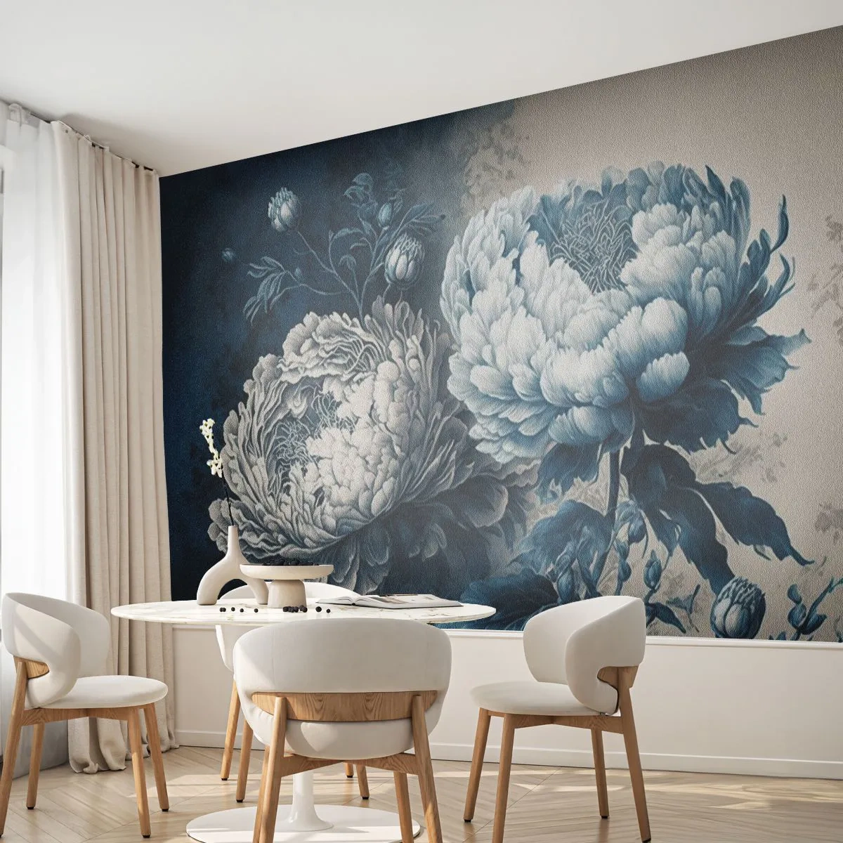 Fototapet Selvklæbende Deluxe Sticker - Et godt matchet par - Blomster, Klassisk, Rokoko - 400x280 cm